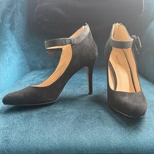 Nine West Black Suede Heels with Ankle Strap